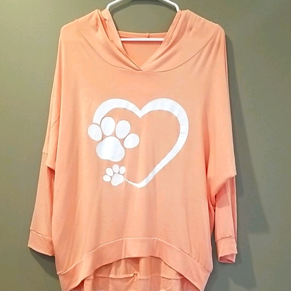 Peach paw and heart hoodie